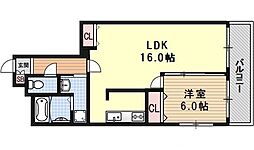 Uresidence二条城 1LDKの間取図画像