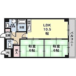 ル・サフィール五条 2LDKの間取図画像