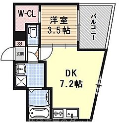 ファステート京都東寺グラン 1DKの間取図画像