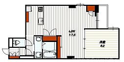 ヴィラスタジオーネ御所南 1LDKの間取図画像