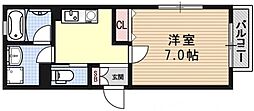 Espoir東寺 1Kの間取図画像