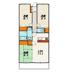 レジディア太秦 3LDKの間取図画像