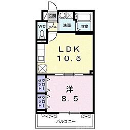 ベルウエスト 1LDKの間取図画像