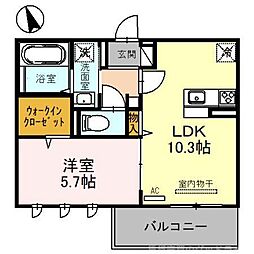 グラシア内畑 1LDKの間取図画像