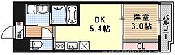 AQUAPLACE京都二条城北 1DKの間取図画像