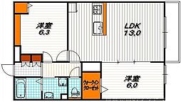 グランシャリオ西院 2LDKの間取図画像