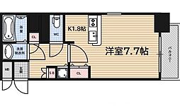 プレサンス京都四条堀川 ワンルームの間取図画像
