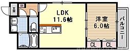 シャルレ7番館 1LDKの間取図画像