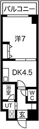 エス・キュート京都下鴨東 1DKの間取図画像