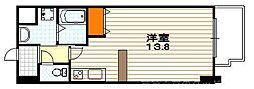 ルサフィール西大路 ワンルームの間取図画像