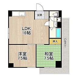 東和ハイツ本館 2LDKの間取図画像