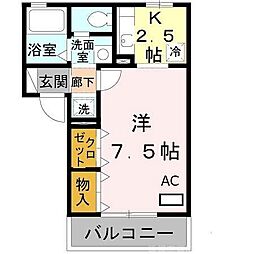 プレミール・ルナ 1Kの間取図画像