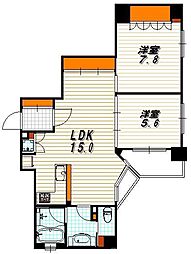リーガル京都烏丸通り 2LDKの間取図画像