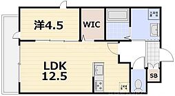 attrice円町(アトリーチェ円町) 1LDKの間取図画像