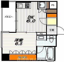 リーガル京都室町御池 1DKの間取図画像