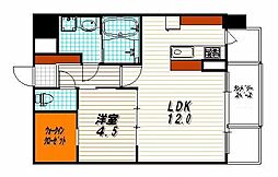 ヴァンリュクス 1LDKの間取図画像