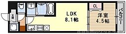 アドバンス京都北大路レフィナード 1LDKの間取図画像