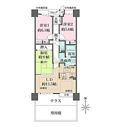 ファミールガーデン二条駅前WEST 3LDKの間取図画像