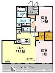 Bnext嵯峨 2LDKの間取図画像