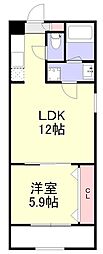 東池田町マンション 1LDKの間取図画像