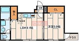 Ｃｈａｎｔｅｒ（シャンテ） 1階1LDKの間取り