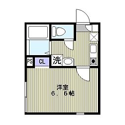 パレット川崎 3階1Kの間取り