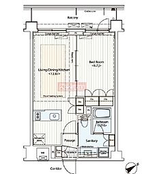 カスタリア鶴見 1階1LDKの間取り