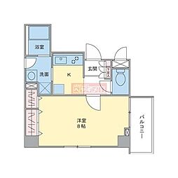 シャンチー・ボナール 2階1Kの間取り