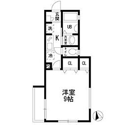 ブルーミングフィルド川崎 1階1Kの間取り
