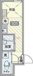 インベスト大森北 1階ワンルームの間取り