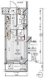 メインステージ多摩川III 3階1Kの間取り