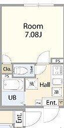 CRYSTAL　STAGE 2階1Kの間取り