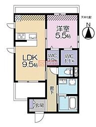 GrandSoleil和田 1LDKの間取図画像
