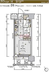 メインステージ東神奈川 1Kの間取図画像