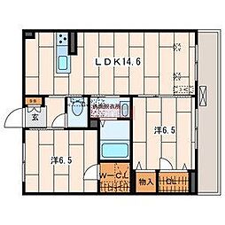 プログレス新鶴見 2LDKの間取図画像