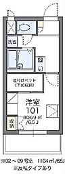 レオパレスヴィルヌーブ川崎A 1Kの間取図画像