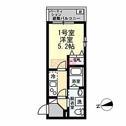 Felice川崎 1Kの間取図画像