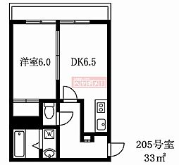 ガーデンマツイ 1DKの間取図画像