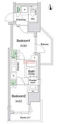 川崎市川崎区東田町マンション 2Kの間取図画像