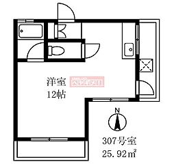 シャトーナベシマ 1Kの間取図画像