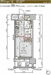 メインステージ東神奈川 1Kの間取図画像