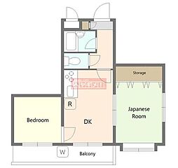 ハイタウン南馬込 1DKの間取図画像