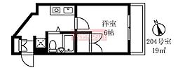セントラルパレス 1Kの間取図画像