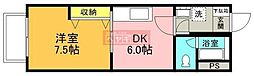 フジビュー矢向 1DKの間取図画像