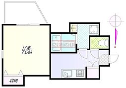 月村マンションNo.23 1Kの間取図画像