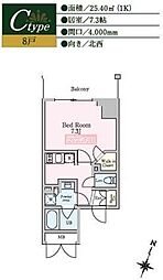 RESIDIA池上2 1Kの間取図画像