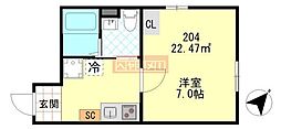 PUERTA東門前 1Kの間取図画像