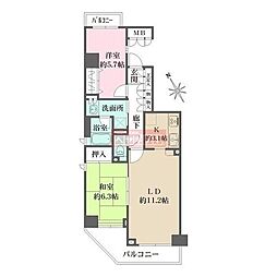 パークハウス鶴見本町通 2LDKの間取図画像