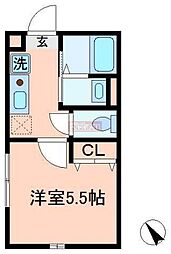 グランノーブル鶴見 1Kの間取図画像