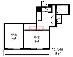 ニューシャトー蒲田 2Kの間取図画像